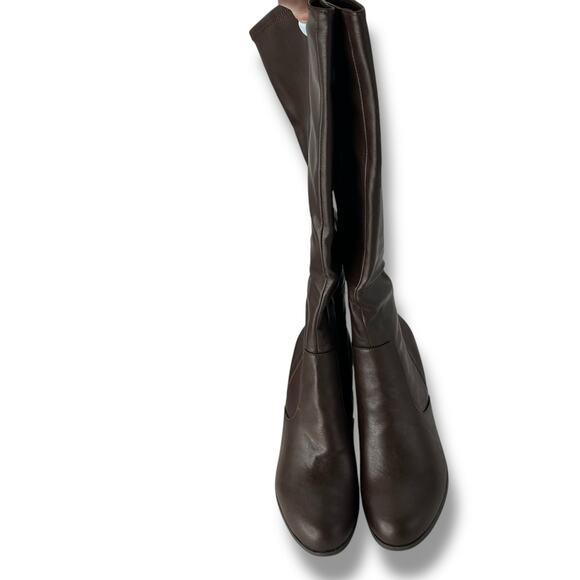 NEW Style & Co Brown Knee High Boots Size 7.5W XWC Wide Calf Riding Heeled - Picture 3 of 7